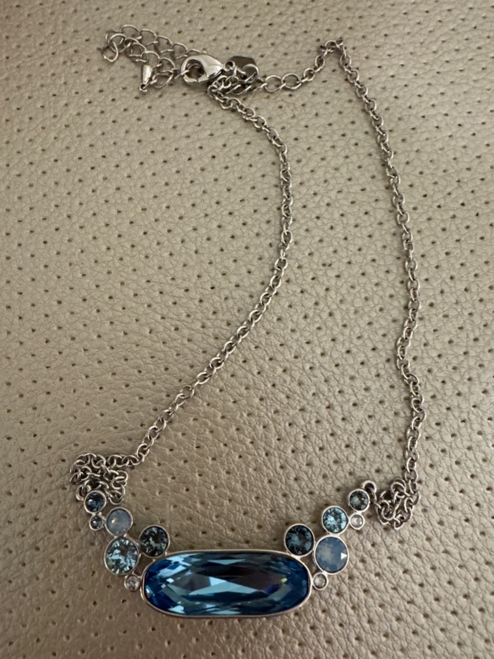 Silver-Tone Blue Crystal Statement Necklace